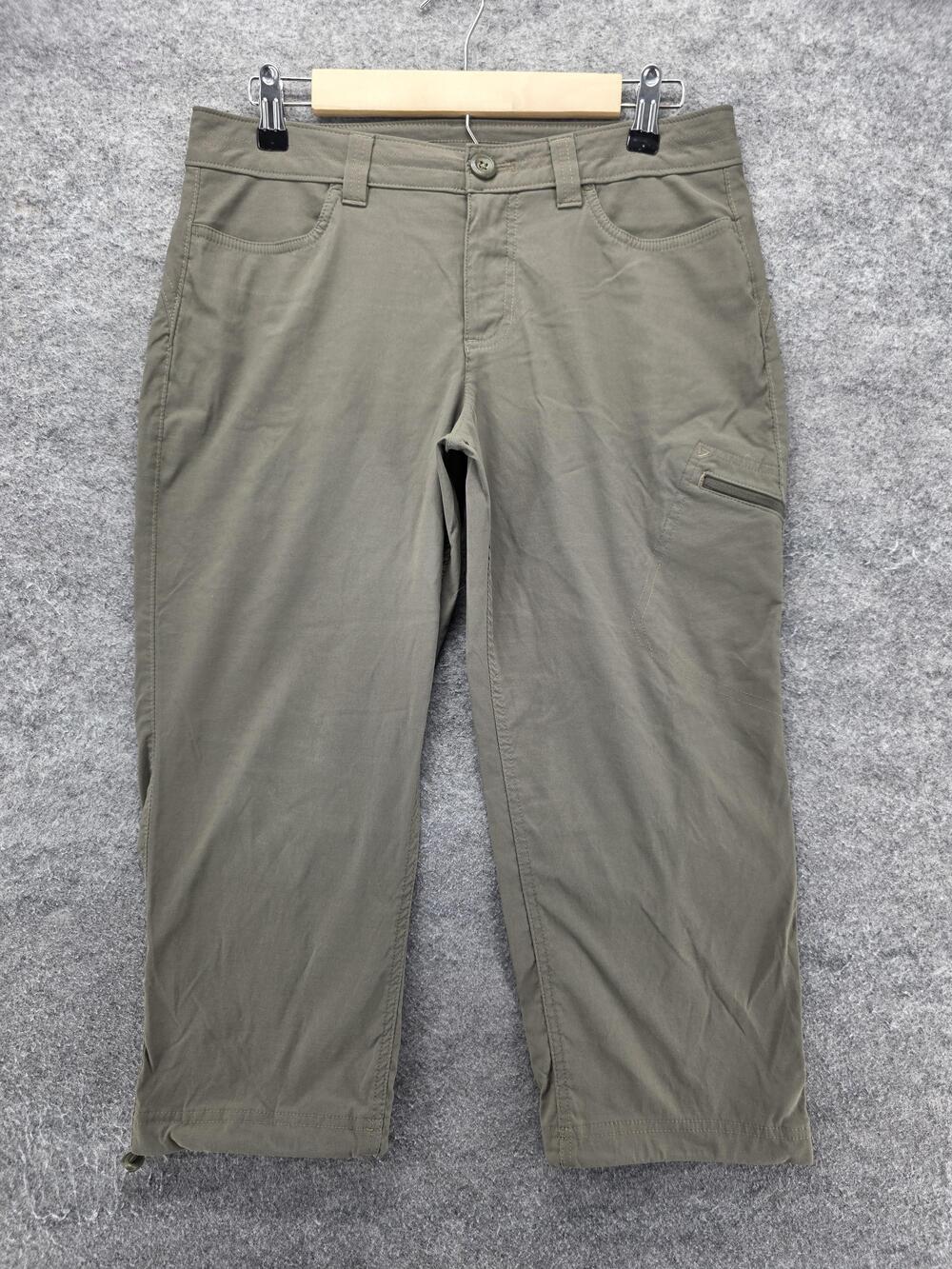 Eddie Bauer Pants Womens 8 Green Capri Microfiber Stretch Pockets Zip 23 In